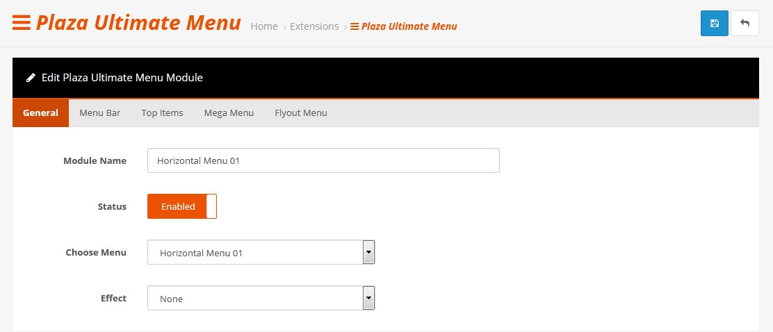 admin menu