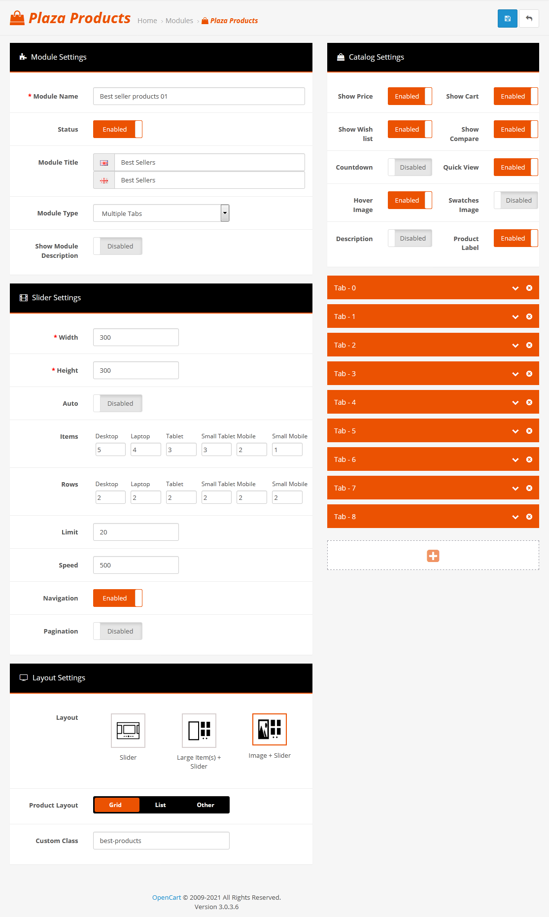 admin products slider