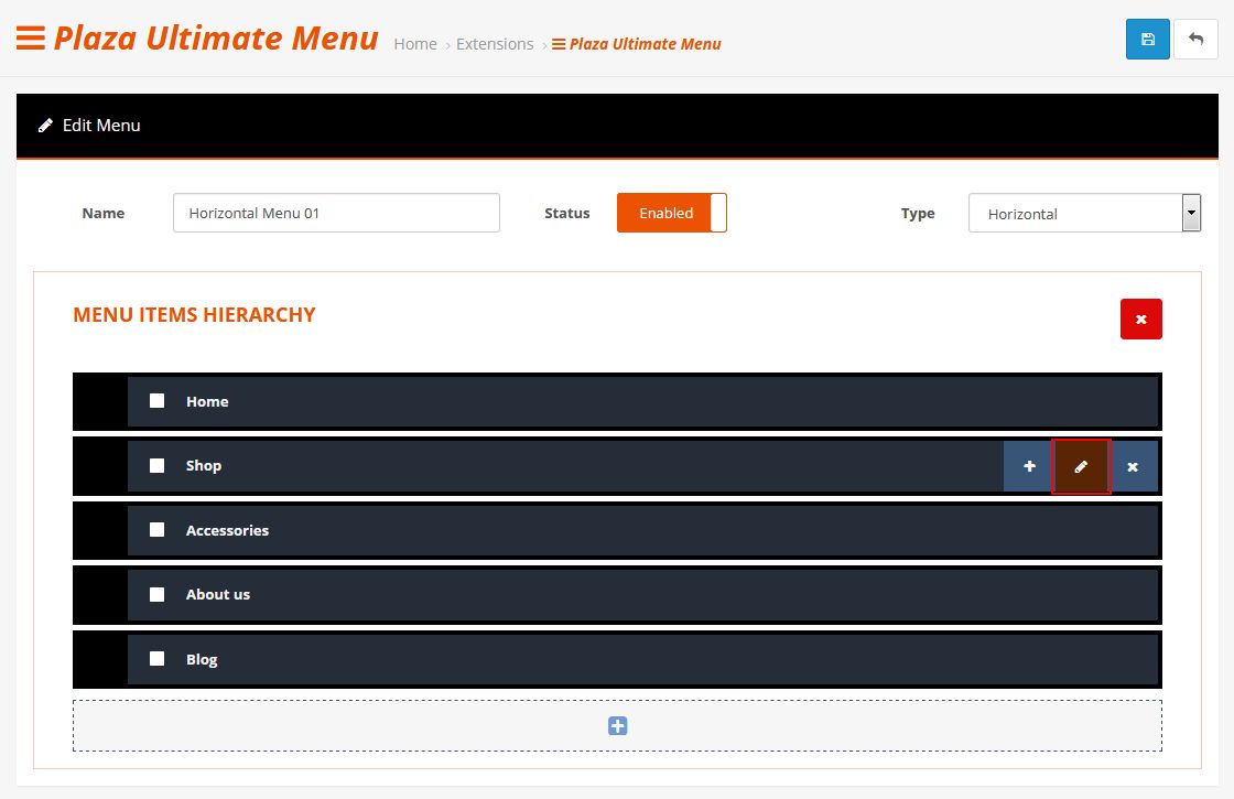 menu item